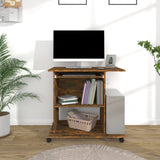 Computerbureau 80X50X75 Cm Bewerkt Hout Artisanaal Eikenkleur