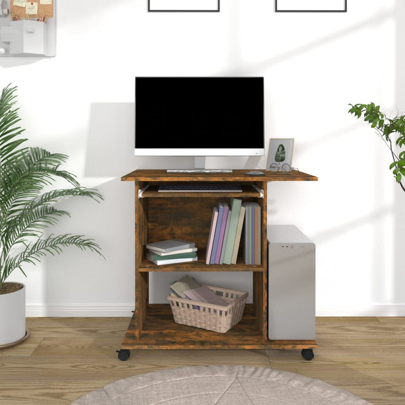 Computerbureau 80X50X75 Cm Bewerkt Hout Artisanaal Eikenkleur