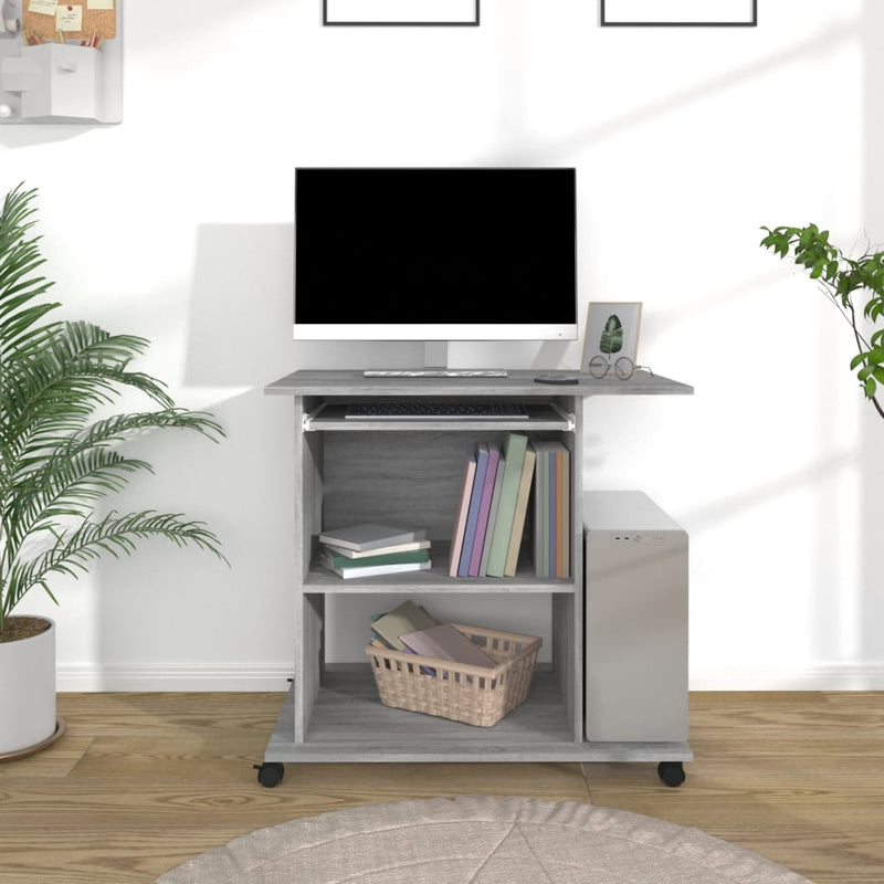 Computerbureau 80X50X75 Cm Bewerkt Hout Artisanaal Eikenkleur