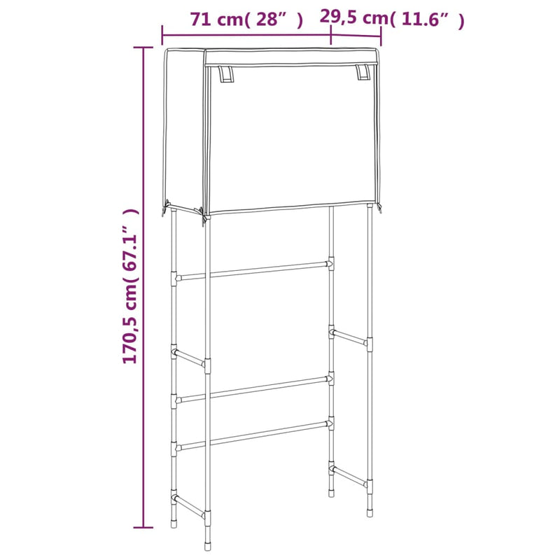 Opbergrek Voor Boven Wasmachine 2-Laags 71X29,5X170,5 Cm