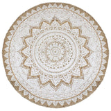 Tapijt Met Print Rond Gevlochten Jute