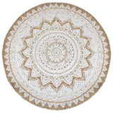 Tapijt Met Print Rond Gevlochten Jute