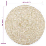Vloerkleed Handgemaakt 210 Cm Jute Wit En Bruin