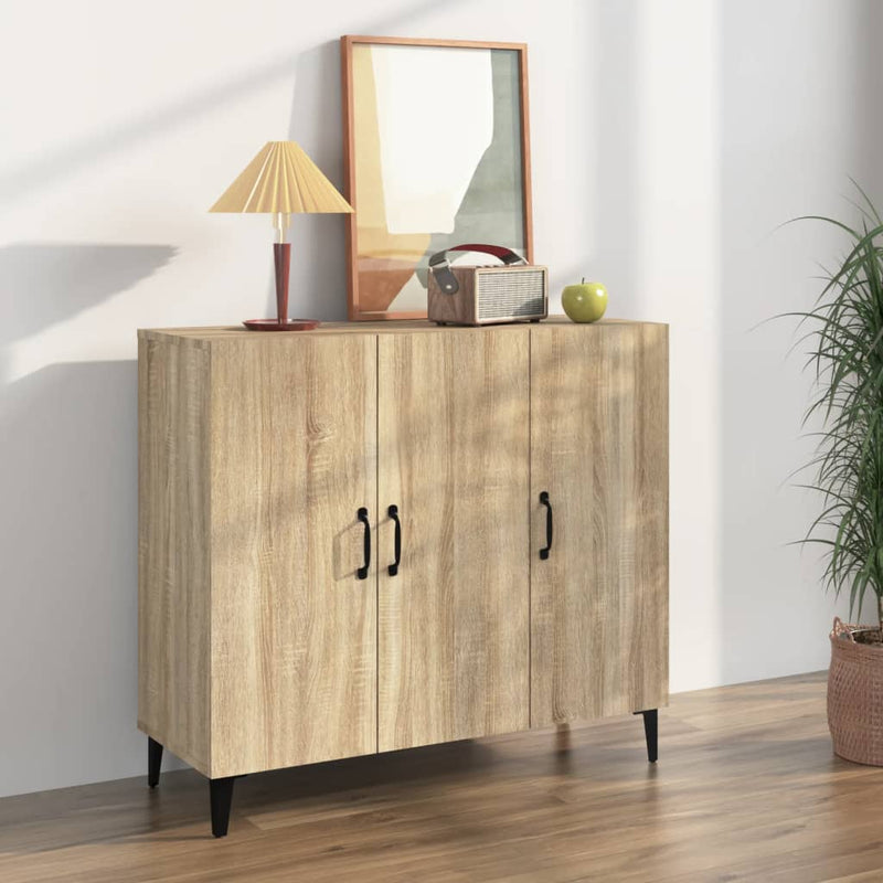 Dressoir 90X34X80 Cm Bewerkt Hout Artisanaal Eikenkleur