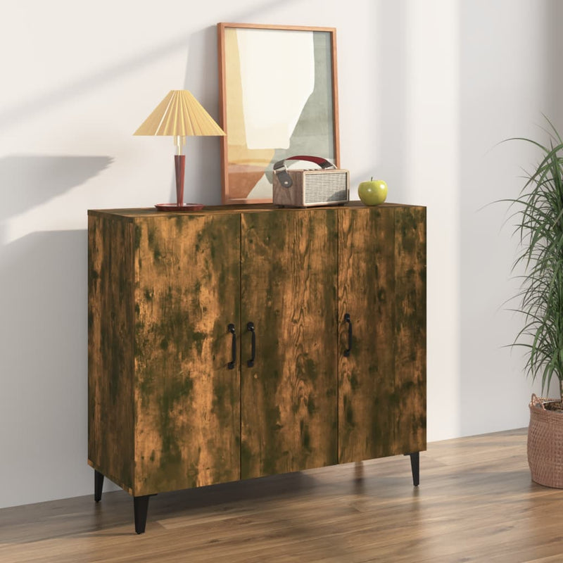 Dressoir 90X34X80 Cm Bewerkt Hout Artisanaal Eikenkleur