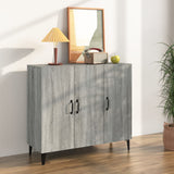 Dressoir 90X34X80 Cm Bewerkt Hout Artisanaal Eikenkleur
