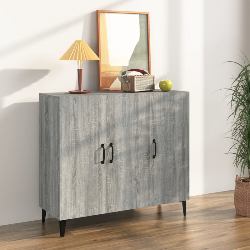 Dressoir 90X34X80 Cm Bewerkt Hout Artisanaal Eikenkleur