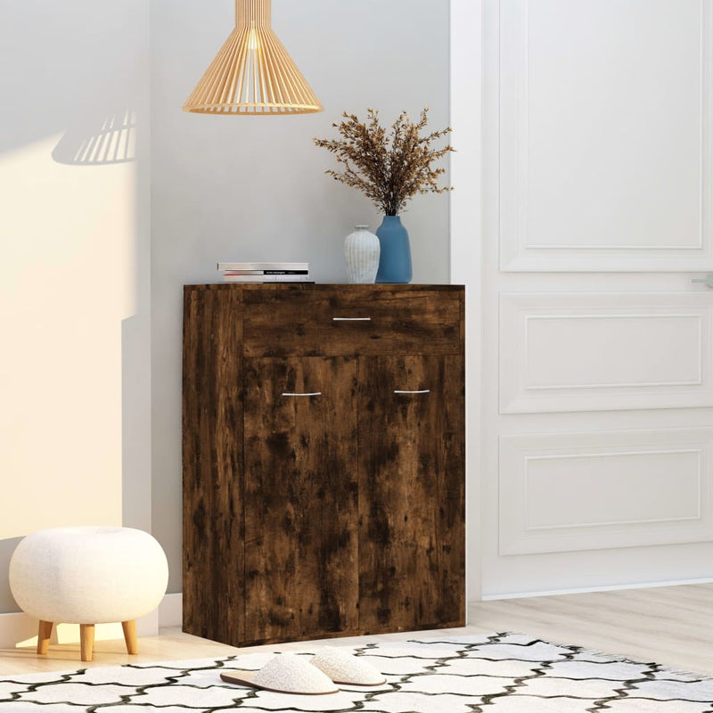 Schoenenkast 60X35X84 Cm Bewerkt Hout Artisanaal Eikenkleur