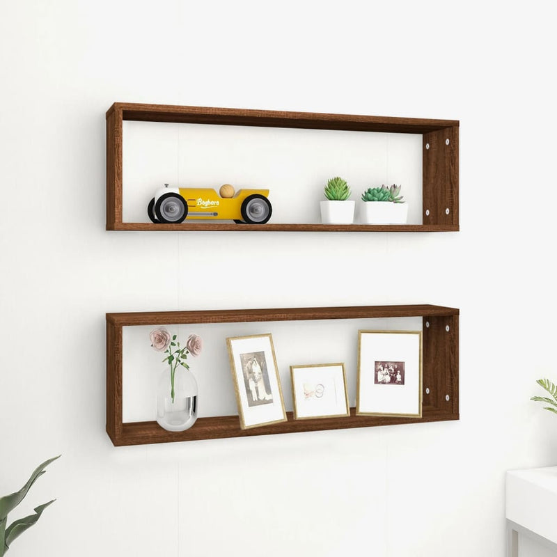 Wandschappen 2 St 80X15X26 Cm Bewerkt Hout Kleurig