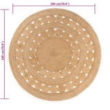Tapijt Met Ontwerp Rond Gevlochten Jute