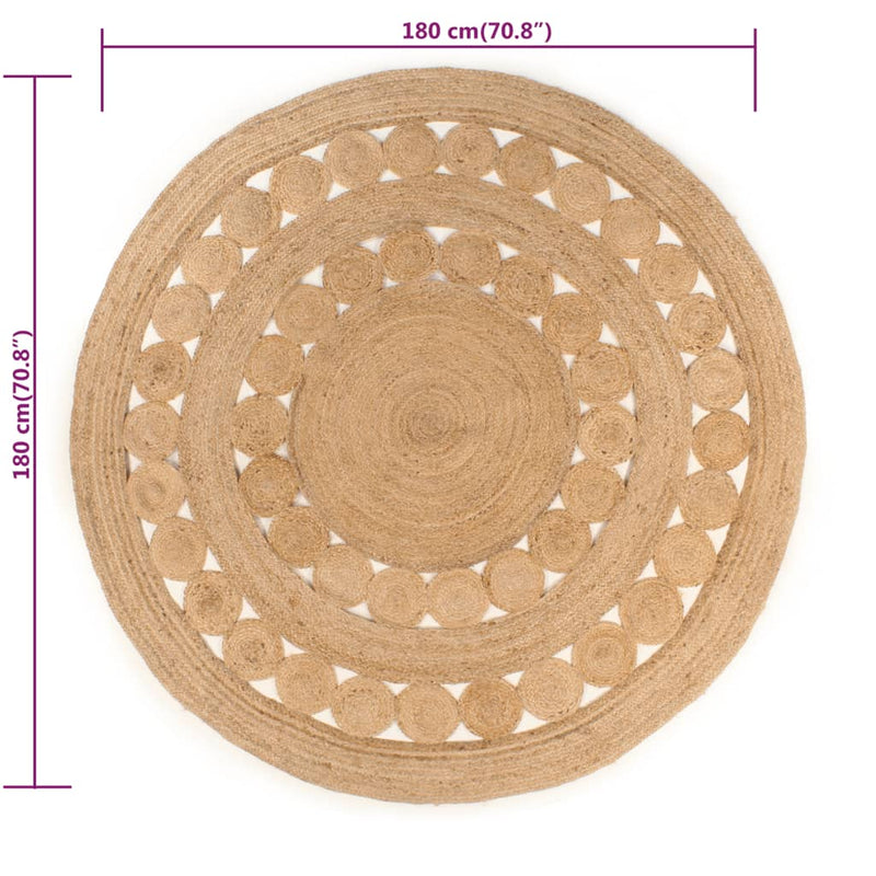 Tapijt Met Ontwerp Rond Gevlochten Jute