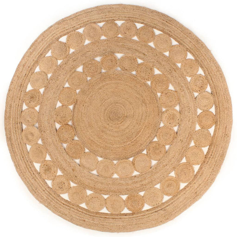 Tapijt Met Ontwerp Rond Gevlochten Jute