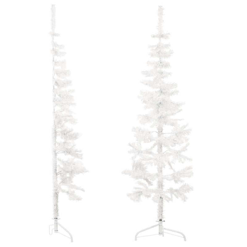 Kunstkerstboom Half Met Standaard Smal Wit
