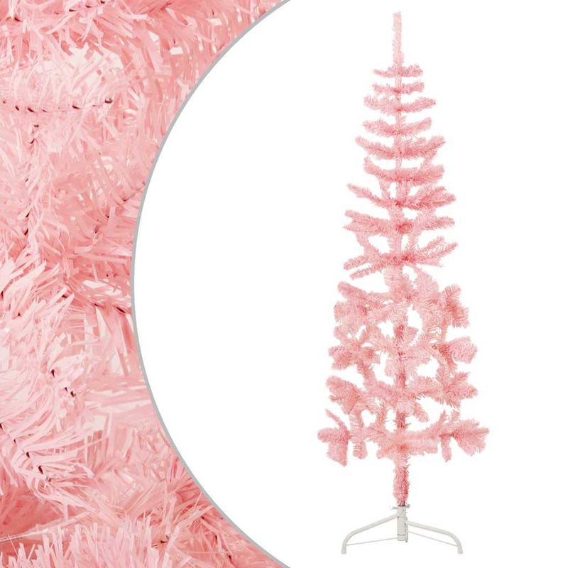 Kunstkerstboom Half Met Standaard Smal Roze