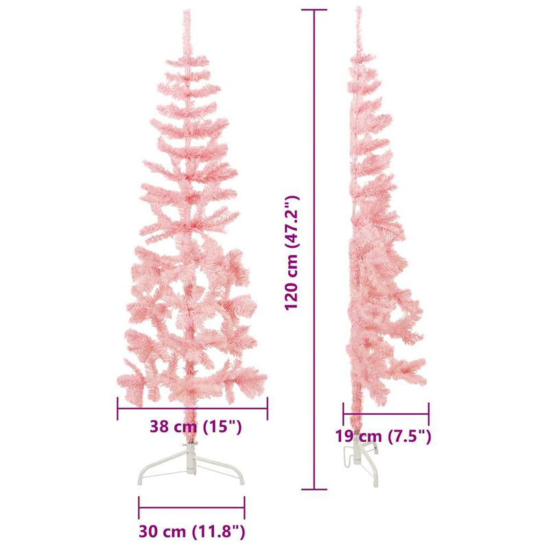 Kunstkerstboom Half Met Standaard Smal Roze
