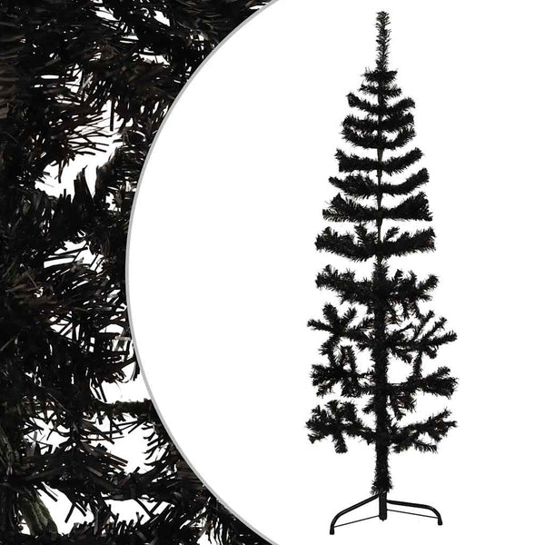 Kunstkerstboom Half Met Standaard Smal Zwart