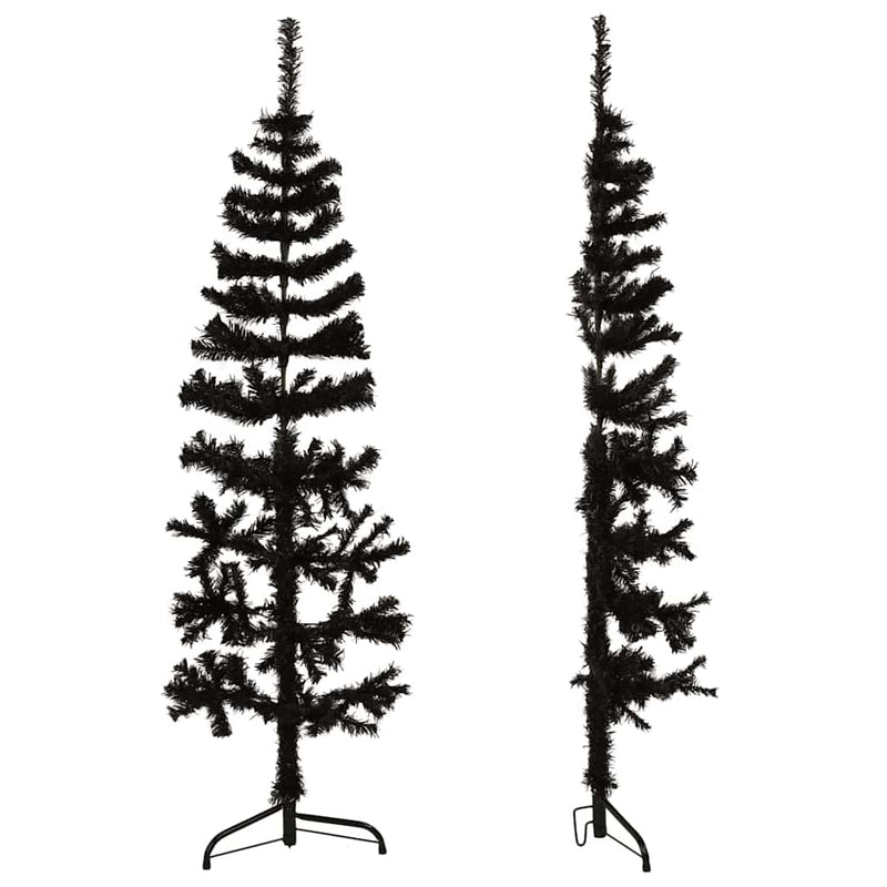 Kunstkerstboom Half Met Standaard Smal Zwart