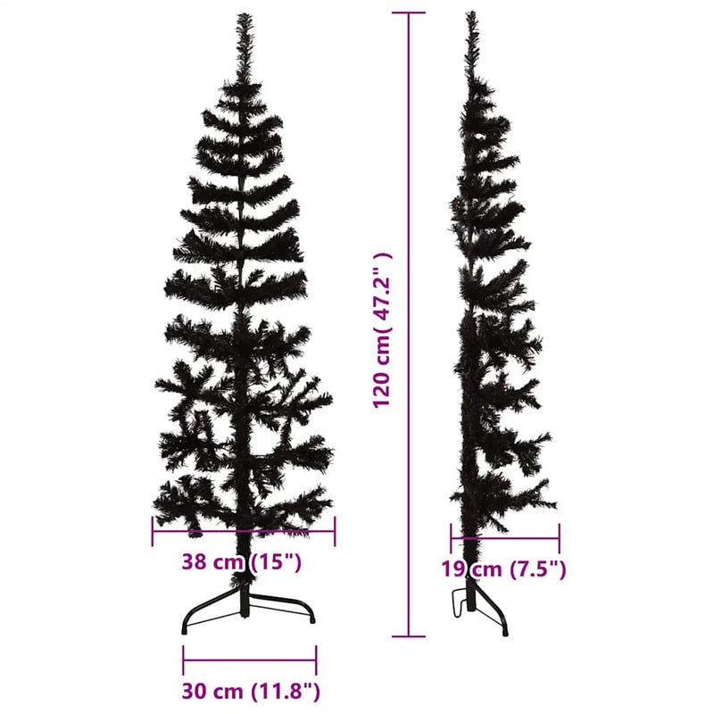 Kunstkerstboom Half Met Standaard Smal Zwart