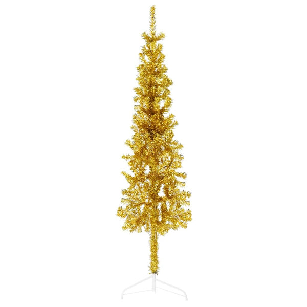 Kunstkerstboom Half Met Standaard Smal Kleurig Goud