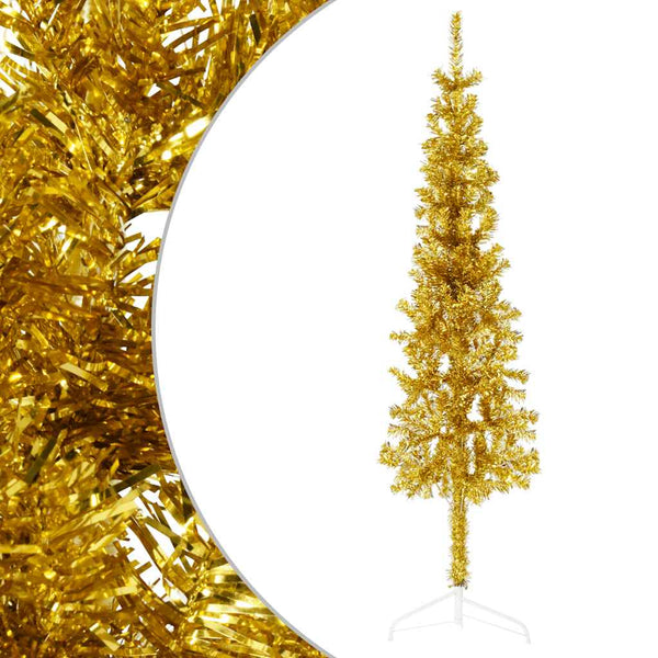 Kunstkerstboom Half Met Standaard Smal Kleurig Goud