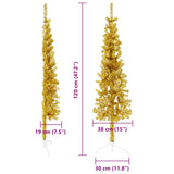 Kunstkerstboom Half Met Standaard Smal Kleurig Goud