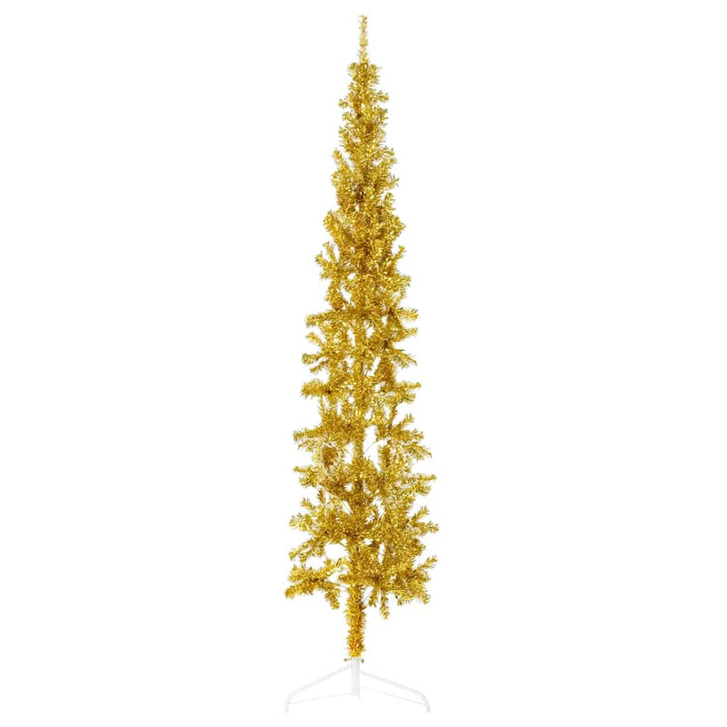 Kunstkerstboom Half Met Standaard Smal Kleurig Goud