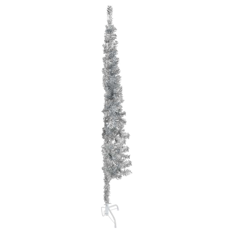 Kunstkerstboom Half Met Standaard Smal Kleurig Zilver