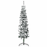 Kunstkerstboom Half Met Sneeuw Smal Wit En Groen