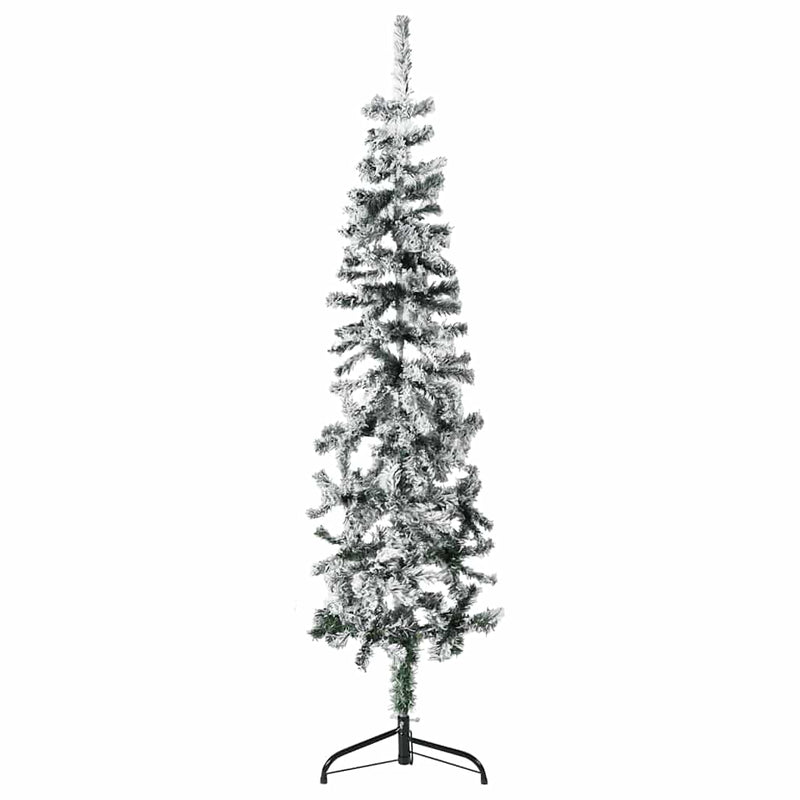 Kunstkerstboom Half Met Sneeuw Smal Wit En Groen
