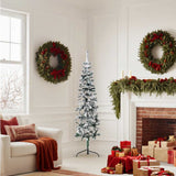 Kunstkerstboom Half Met Sneeuw Smal Wit En Groen