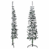 Kunstkerstboom Half Met Sneeuw Smal Wit En Groen