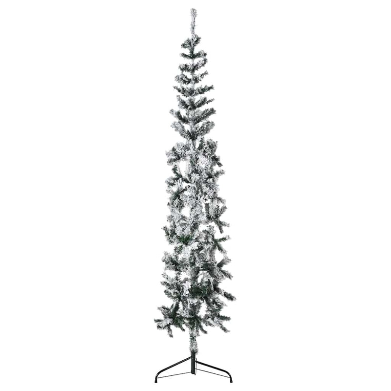 Kunstkerstboom Half Met Sneeuw Smal Wit En Groen