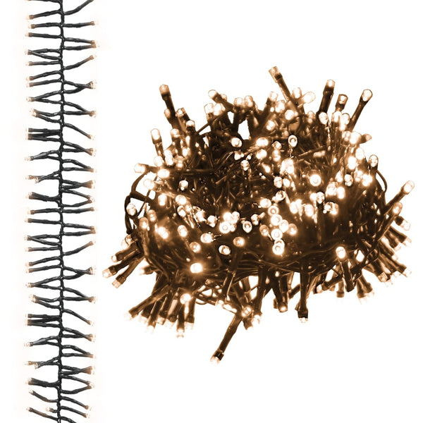 Lichtslinger Cluster Met 400 Led's 7,4 M Pvc Warmwit En Donkergroen