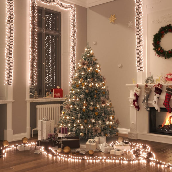Lichtslinger Cluster Met 400 Led's 7,4 M Pvc Warmwit En Donkergroen