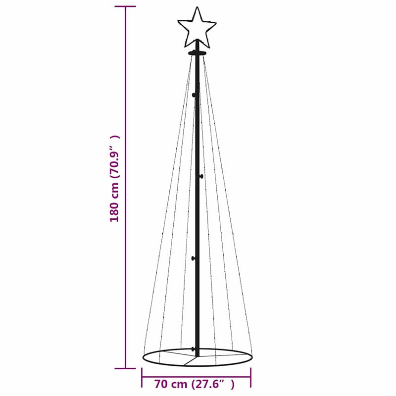 Kegelkerstboom 108 Led's 70X180 Cm Warmwit