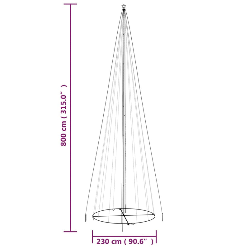 Kegelkerstboom 1134 Led's 230X800 Cm Blauw