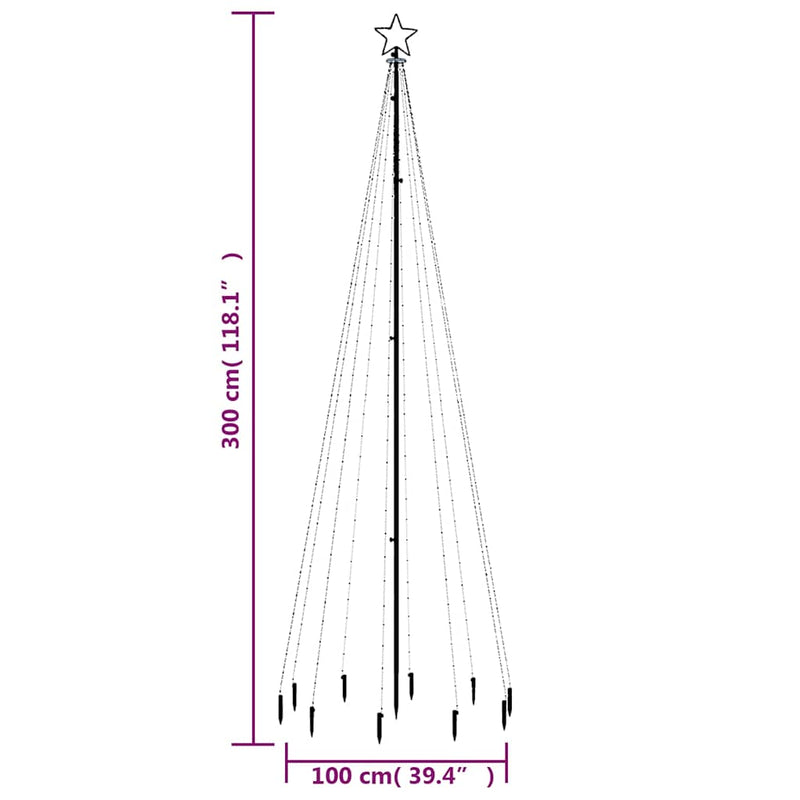 Kerstboom Met Grondpin 310 Led's Meerkleurig 300 Cm Multikleur