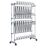 Schoenenrek Met Wieltjes 89X27X120 Cm Zilverkleurig
