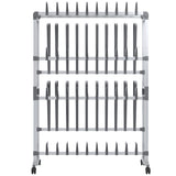 Schoenenrek Met Wieltjes 89X27X120 Cm Zilverkleurig
