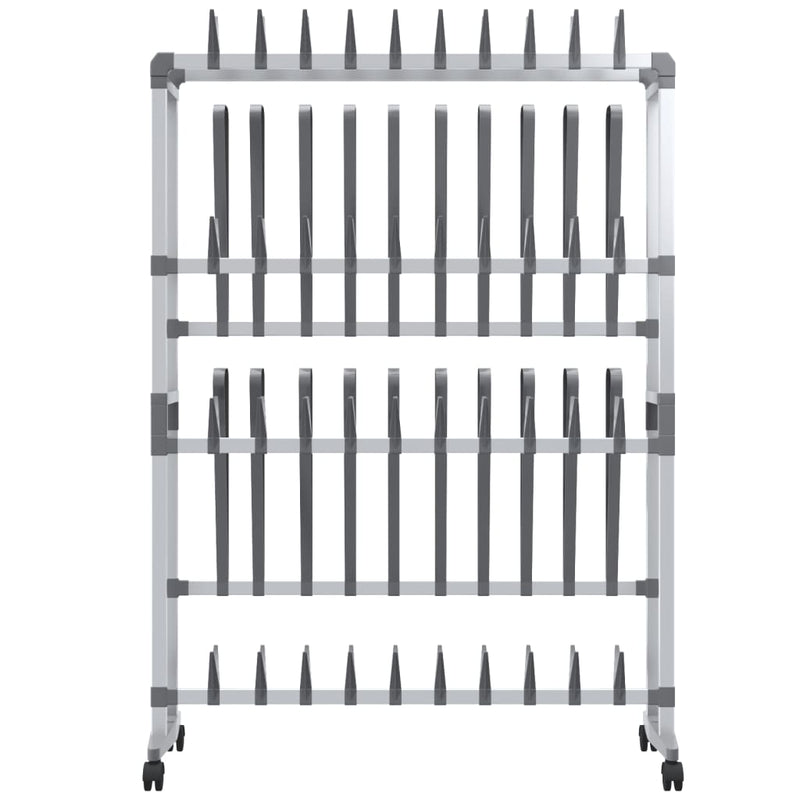 Schoenenrek Met Wieltjes 89X27X120 Cm Zilverkleurig