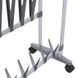 Schoenenrek Met Wieltjes 89X27X120 Cm Zilverkleurig