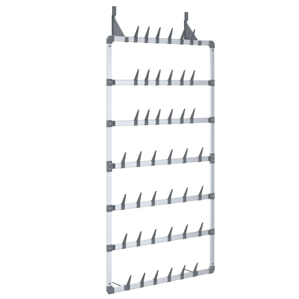 Schoenenrek Hangend 66X13X139 Cm Zilverkleurig Rood