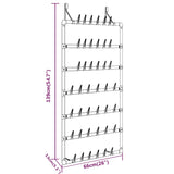 Schoenenrek Hangend 66X13X139 Cm Zilverkleurig Rood