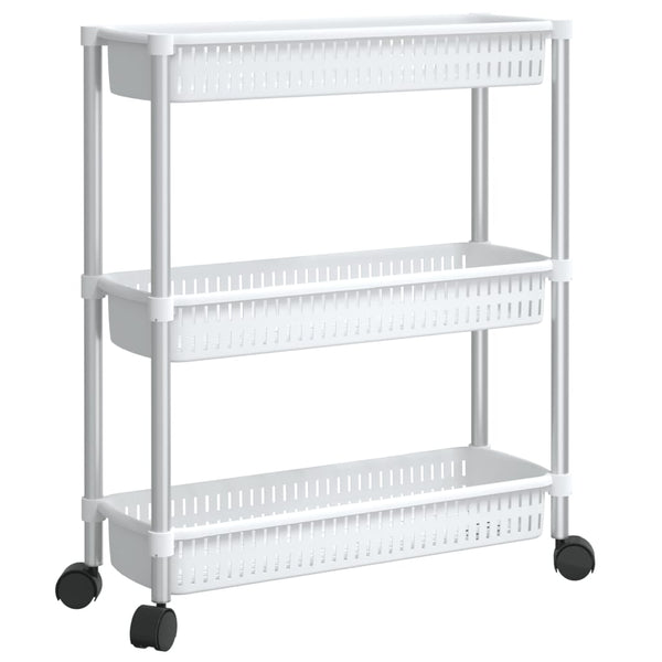 Opbergtrolley 3 Laags Aluminium Zilverkleurig En Wit