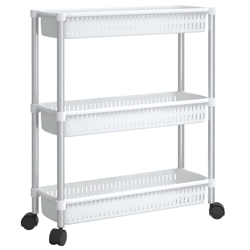 Opbergtrolley 3 Laags Aluminium Zilverkleurig En Wit
