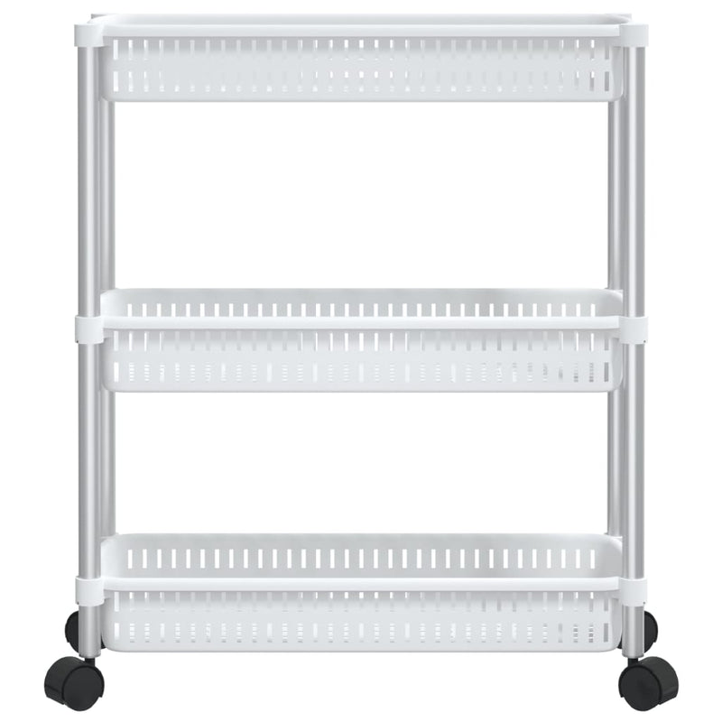 Opbergtrolley 3 Laags Aluminium Zilverkleurig En Wit