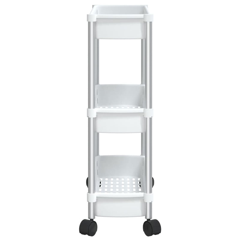 Opbergtrolley 3 Laags Aluminium Zilverkleurig En Wit