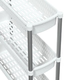 Opbergtrolley 3 Laags Aluminium Zilverkleurig En Wit