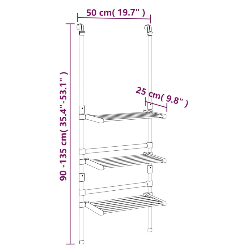 Droogrek 3-Laags Hangend Aluminium