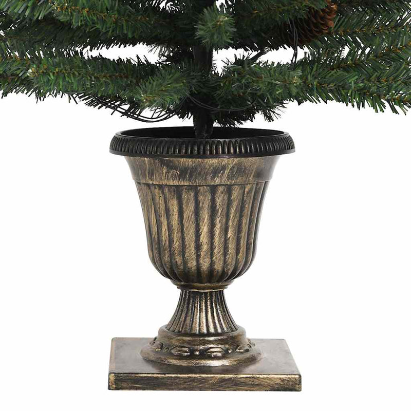 Kunstkerstbomen 2 St Met Krans, Guirlande En Led's Groen En Goud